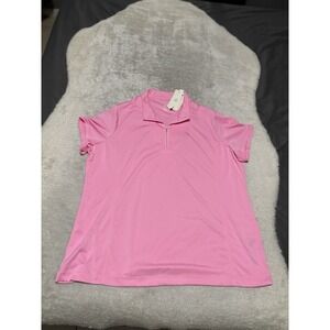 EP PRO NY Women's XXL Short Sleeve CONVERTIBLE MOCK Golf 1/4 Zip Polo Pink NEW